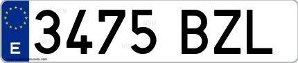 Ejemplo de matrícula española 3475 BZL