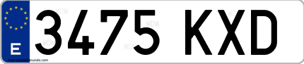Ejemplo de matrícula de coche ordinaria 3475 KXD