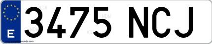 Ejemplo de matrícula española 3475 NCJ