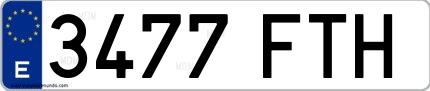 Ejemplo de matrícula española 3477 FTH