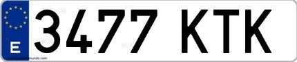 Ejemplo de matrícula española 3477 KTK