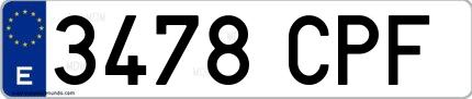 Ejemplo de matrícula española 3478 CPF