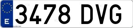 Ejemplo de matrícula española 3478 DVG