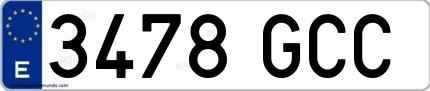 Ejemplo de matrícula española 3478 GCC