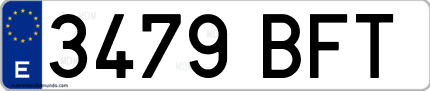 Ejemplo de matrícula de coche ordinaria 3479 BFT