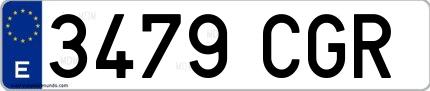 Ejemplo de matrícula española 3479 CGR