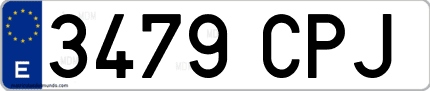 Ejemplo de matrícula de coche ordinaria 3479 CPJ