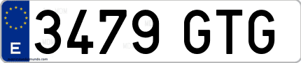 Ejemplo de matrícula de coche ordinaria 3479 GTG