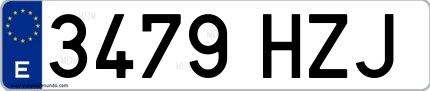 Ejemplo de matrícula española 3479 HZJ
