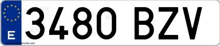 Ejemplo de matrícula española 3480 BZV