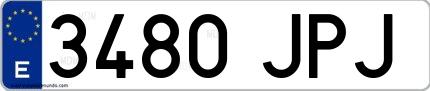 Ejemplo de matrícula española 3480 JPJ