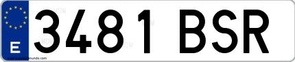 Ejemplo de matrícula española 3481 BSR