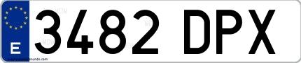 Ejemplo de matrícula española 3482 DPX
