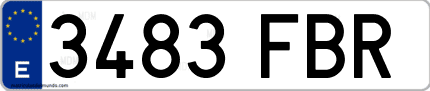 Ejemplo de matrícula de coche ordinaria 3483 FBR