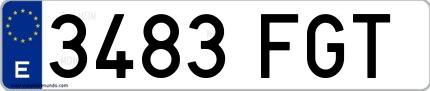 Ejemplo de matrícula española 3483 FGT