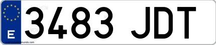 Ejemplo de matrícula española 3483 JDT