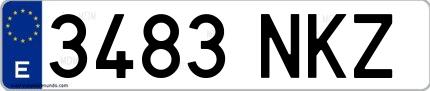 Ejemplo de matrícula española 3483 NKZ