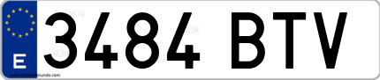 Ejemplo de matrícula de coche ordinaria 3484 BTV
