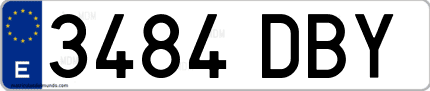 Ejemplo de matrícula de coche ordinaria 3484 DBY