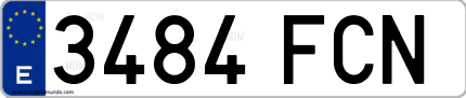 Ejemplo de matrícula de coche ordinaria 3484 FCN