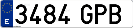 Ejemplo de matrícula de coche ordinaria 3484 GPB