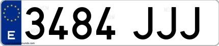 Ejemplo de matrícula española 3484 JJJ