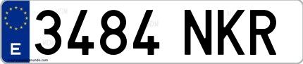 Ejemplo de matrícula española 3484 NKR