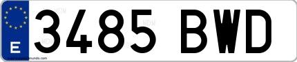 Ejemplo de matrícula española 3485 BWD