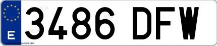 Ejemplo de matrícula española 3486 DFW