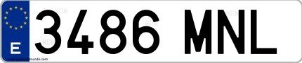 Ejemplo de matrícula española 3486 MNL
