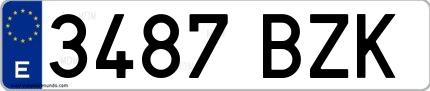 Ejemplo de matrícula española 3487 BZK