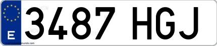 Ejemplo de matrícula española 3487 HGJ