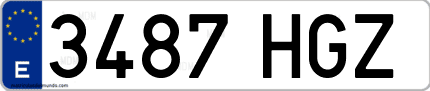 Ejemplo de matrícula de coche ordinaria 3487 HGZ