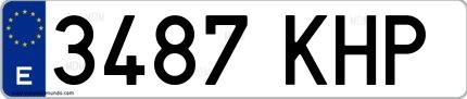 Ejemplo de matrícula española 3487 KHP