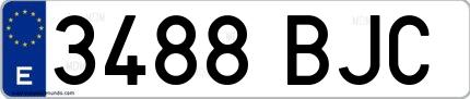 Ejemplo de matrícula española 3488 BJC