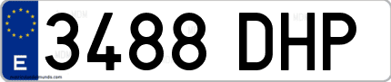 Ejemplo de matrícula de coche ordinaria 3488 DHP