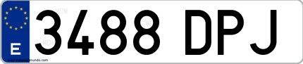 Ejemplo de matrícula española 3488 DPJ