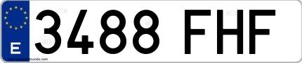 Ejemplo de matrícula española 3488 FHF