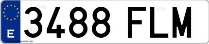 Ejemplo de matrícula española 3488 FLM