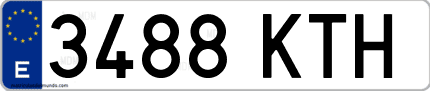 Ejemplo de matrícula de coche ordinaria 3488 KTH