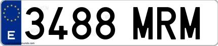 Ejemplo de matrícula española 3488 MRM