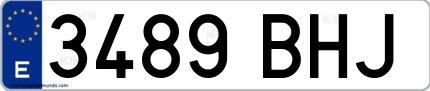 Ejemplo de matrícula española 3489 BHJ