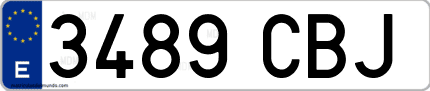Ejemplo de matrícula de coche ordinaria 3489 CBJ