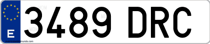 Ejemplo de matrícula de coche ordinaria 3489 DRC
