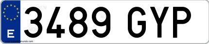 Ejemplo de matrícula española 3489 GYP