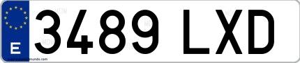 Ejemplo de matrícula española 3489 LXD