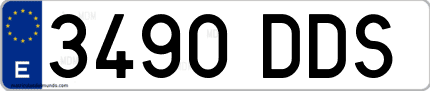Ejemplo de matrícula de coche ordinaria 3490 DDS