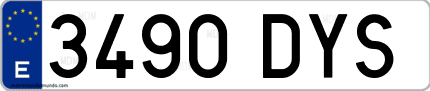 Ejemplo de matrícula de coche ordinaria 3490 DYS