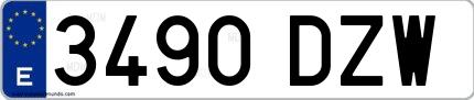 Ejemplo de matrícula española 3490 DZW