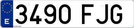 Ejemplo de matrícula española 3490 FJG